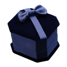 Jewelry Gift Box Ring Penyimpanan Ikatan Simpul Anting Display Case (Sapphire Blue)