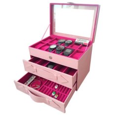 Jogja Craft Baby Pink Watch Box Organizer For 12 Watches Mix Glasses and Accesories Drawer