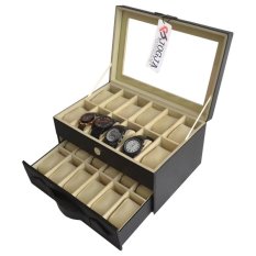 Jogja Craft Black Cream Watch Box - Kotak Jam Tangan Isi 24 - Hitam