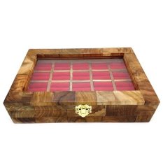 Jogja Craft Box Kotak Cincin Batu Akik Kayu Jati Mozaik Isi 20 Ring - Cokelat