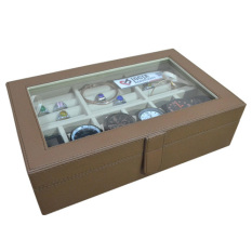 Jogja Craft Brown Mocca Watch Box / Kotak Jam Tangan Isi 6 Mix Ring Holder - Cokelat