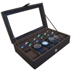 Jogja Craft Brown Watch Box - Kotak Jam Tangan Isi 6 Mix Ring Holder - Cokelat