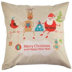 Jor Gembira Hari Natal Santa Klausa Hadiah Komik Reindeer Katun Linensquare Berbentuk Bantal Dekoratif Sarung Sarung Bantal Pillowslip-Internasional