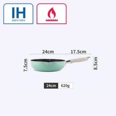 Justcook 24 Cm Wajan Panci Penggorengan Non-stick Tanpa Asap Dapur Memasak Alat Penggunaan Umum untuk Gas dan Induksi Cooker Hijau-Intl