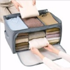 Kado Unik-- 3 Window Storage Bag Cloth Organizer Box - Tempat Pakaian Baju Celana