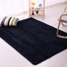 Karpet Bulu kasar anti-selip tikar/karpet permadani yang menutupi lantai 150 cm x 100 cm (Hitam)