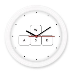 Keyboard Simbol Aswd Diam Tidak Berdetak Bulat Dinding Dekoratif Jam Baterai Motif-Internasional