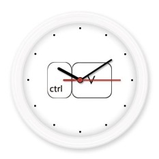 Keyboard Simbol Ctrl V Diam Tidak Berdetak Bulat Dinding Dekoratif Jam Baterai Motif- internasional