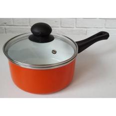 Kidstafun - SAUCEPAN 18CM BAHAN ENAMEL HOMELINE - PANCI TUTUP KACA - HLD018 - Multicolor