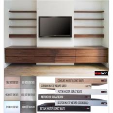 KINbar - Floating Wall Shelves - Putih Motif Serat Kayu - 40x10x4cm