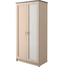 Kirana Lemari Pakaian Cermin Queens 2 Pintu - White Oak