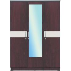 Kirana Lemari Pakaian Cermin Manhattan 3 Pintu - Dark Mahogany