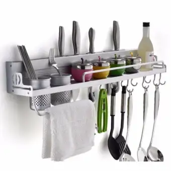 Kitchen Rack Tools Rak Dinding Dapur Aluminium Multifungsi Tempat Kitchen Rack Tools Rak Dinding Dapur Aluminium Multifungsi Tempat Bu Alat Masak Pisau Sendok Garpu Multi