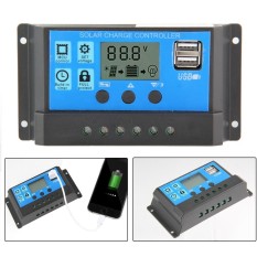 Kobwa 10A Solar Charger Controller Panel Surya Baterai Cerdas Regulator dengan USB Port Display 12 V/24 V- INTL