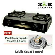 Kompor Gas 2 Tungku Rinnai+ Paket Selang Regulator Wingas/Rinai/Murah - S7cztp