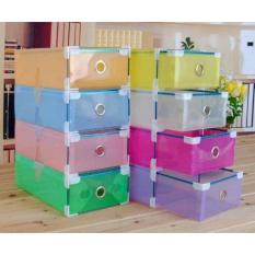 Kotak Sepatu Transparan - With Frame Warna Warni - 4 Pcs