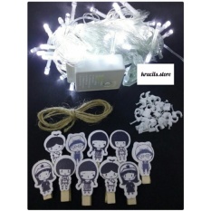 krucils.store PAKET KOMPLIT ( Tumblr Light - Klem Paku - Wooden Clip & Tali Rami ( Random Wooden Clip )