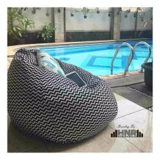 Kursi santai bean bag oval - garis hitam putih (Cover Only) / kursi pantai / furniture