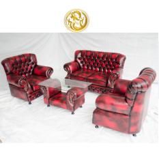Kursi Sofa DRAGON 2+1+1+meja set sofa kulit oscar mewah