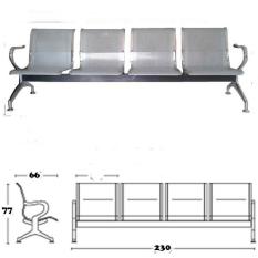 Kursi Tunggu Jumbo 4 seat dudukan LEBAR SEAT 48cm ukuran 230 x 66 x 77 cm (Lebih besar dari produk sejenis lainnya) SILVER- Khusus Surabaya