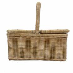 LaCarLa Indonesian Handmade Rattancraft - Keranjang Piknik Kotak Medium 32 x 20 x 29 cm - Coklat