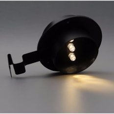 Lampu dinding / tembok / talang bulat 3 Led Bodi HITAM sinar KUNING Solar Power Tenaga Surya Matahari cocok untuk pagar tembok pekarangan kebun taman halaman rumah ruko rukan hotel lobby townhouse cluster vila villa dll