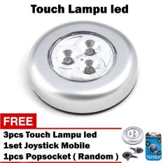 Lampu Emergency / Led Touch / Lampu Tempel / Touch Lamp Stick / Lampu Led Lemari Baju / Gudang / Lampu Belajar - Silver + Gratis 3pcs Lampu Led Touch + Joystick Mobile + Popsocket