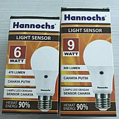 Lampu Led Hannochs Sensor Cahaya 9 Watt Menyala Otomatis Malam