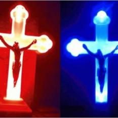 Lampu Salib Natal Paskah Batery Grosir Ecer Dropship Reseller Murah Christmas Biru Merah