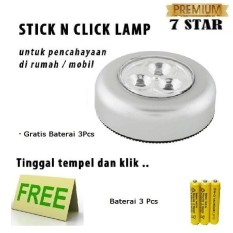 Stick N Click Lamp 7STAR Gratis Baterai - 3 Mata LED/Stick Touch Lamp/Lampu Tempel Emergency 1 Pcs