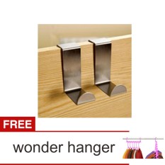 Lanjarjaya Gantungan door Hanger Pintu Tanpa Paku Set Stainless Steel barang Baju + Wonder Hanger