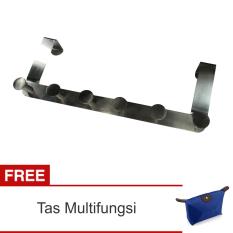 Lanjarjaya Gantungan Pintu Stainless Steel Untuk Baju, Celana, Handuk, DLL Tanpa Paku + Tas Multifungsi