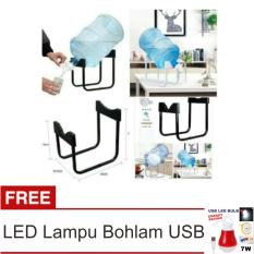 Lanjarjaya Rak Galon Tatakan Galon + Kran Air Galon / Dispenser Air Galon / Dispenser Minuman / Tatakan Aqua / Rak Besi Warna Random + LED Lampu Bohlam USB