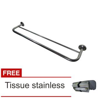 Lanjarjaya Stainless Steel Dinding Mount Pemegang Gantungan Handuk Bar Di Kamar Mandi Model Lengkung + Tissue Stainless
