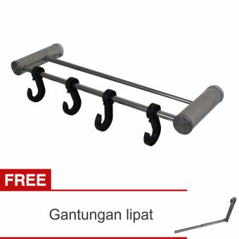 Review Lanjarjaya Stainless Steel Dinding Mount Pemegang Gantungan Handuk Bar dan kait Di Kamar Mandi +