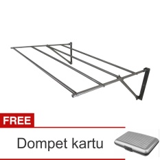 Lanjarjaya Stainless Steel Jemuran Dinding Ukuran 82cm Knock Down + Dompet Kartu