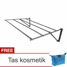 Lanjarjaya Stainless Steel Jemuran Dinding Ukuran 82cm Knock Down + Tas Kosmetik