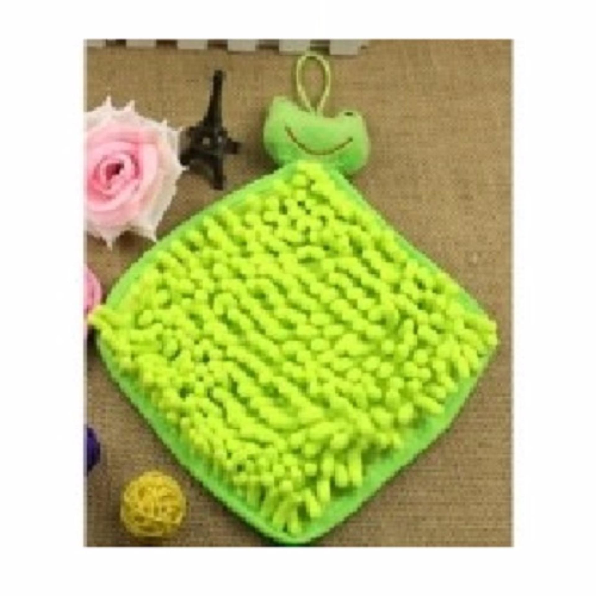 LARIS49 LKM Lap Tangan Cendol Kotak Karakter / Lap Tangan handuk Kotak Microfiber HIJAU
