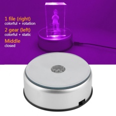 LED Lampu Warna-warni Putar Crystal Display Dasar Stand Holder dengan AC Adaptor AS (perak)-Intl