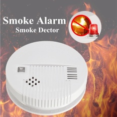 LED Nirkabel Detektor Asap Rumah Keamanan Alarm Kebakaran Sistem Sensor Putih-Intl
