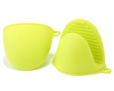 Leegoal Green Fluorescent Sarung Tangan Oven Mini Silikon Pemegang Panci Memasak Sejumput Grip Tahan Panas-1 Pasang (2 Buah)