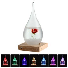 Leegoal Kaca Storm, Air Kerajinan Kaca Badai Botol Cuaca Perkiraan Botol Barometer dengan 7 Warna LED Bawah, Dekorasi Rumah Hadiah Natal-Intl