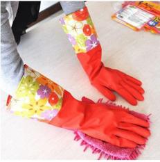Mulut Lebar Plus Sarung Tangan Karet Anti Slip Beludru Pembersih Sarung Tangan Hangat, Merah Leegoal-Internasional