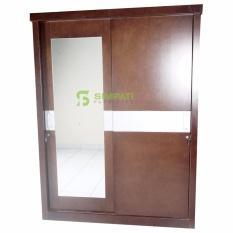 Lemari 2Pintu Jumbo Silver Kaca Bongkar Pasang Coklat