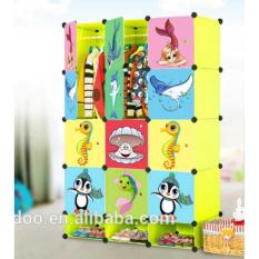Lemari Anak Portable Design Modern - Green 12 Pintu dengan rak sepatu