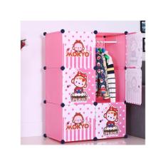 Lemari Anak Portable Design Modern - Pink 6 Pintu