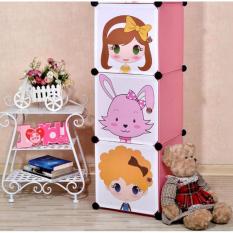 Sakinah Lemari Baju Anak Plastik DIY 3 Pintu Bongkar Pasang - Random