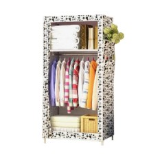Lemari Baju Single dengan 1 Gantungan Baju - Lemari Pakaian Portable - Cloth Rack Motif Putih