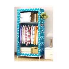 Lemari Baju Single dengan 1 Gantungan Baju - Lemari Pakaian Portable - Cloth Rack Motif Biru
