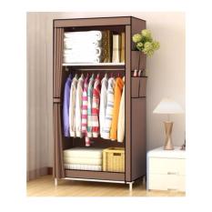 Lemari Baju Single dengan 1 Gantungan Baju - Lemari Pakaian Portable - Cloth Rack Motif Coklat